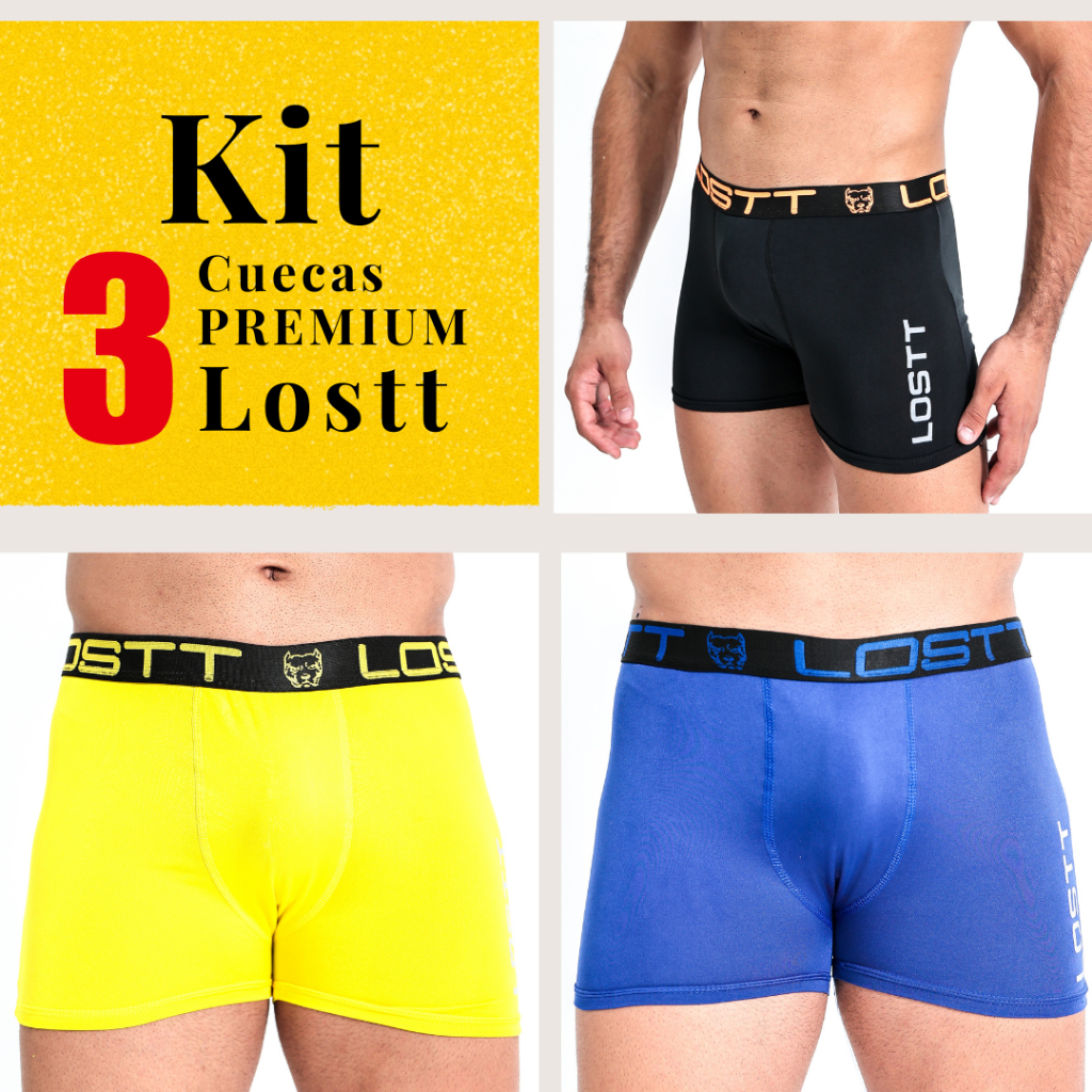 KIT 03 CUECAS BOXER LOSTT ORIGINAL - COECA BOX MASCULINO | Shopee Brasil