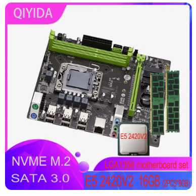 Qiyida X79 Motherboard Set, E5 2420V2, 2*8GB = 16GB, Kit xeon