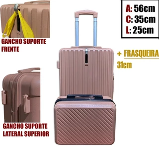 Kit Mala de bordo 10kg e frasqueira ABS mala de 10kilos com frasqueira com roda 360 promoção
