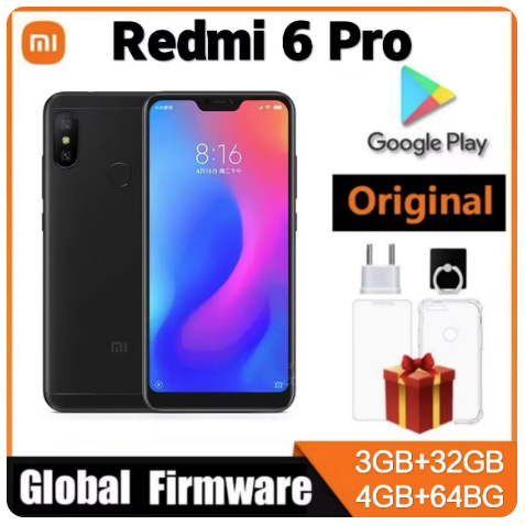 Xiaomi redmi 6 pro smartphone, 4gb, 64gb, 4000 mah, snapdragon 625 pixels bateria, dual sim, android, rom global