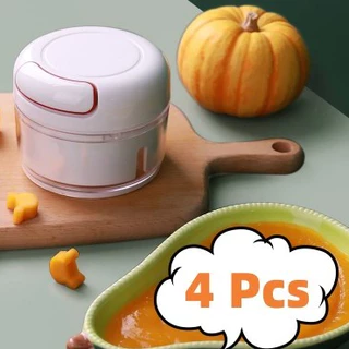 4 KIT Triturador Espremedor 2 Lâminas Mini Processador Triturador de Alimento Manual Utensílio Cozinha