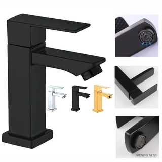 Torneira De Banheiro Lavabo Luxo Inox Preta Prata e Dourado