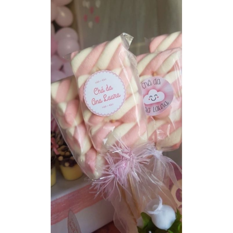 Espetinho de marshmallows - Kit com 20 unidades - lembrancinha para festas e eventos
