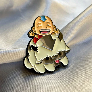 Pin Aang e Appa - Avatar A Lenda de Aang | Broche soft enamel pins de lapela The Last Airbender bisão