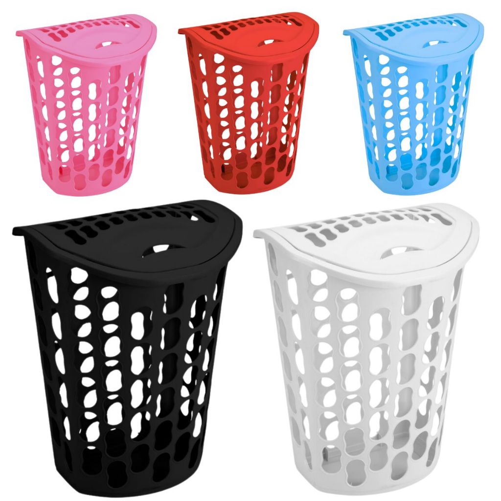 Cesto Telado Roupa com Tampa Retrátil 40L para Lavanderia. Varias Cores