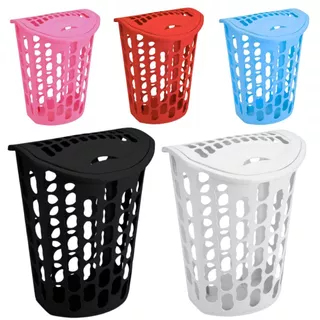 Cesto Telado Roupa com Tampa Retrátil 40L para Lavanderia. Varias Cores