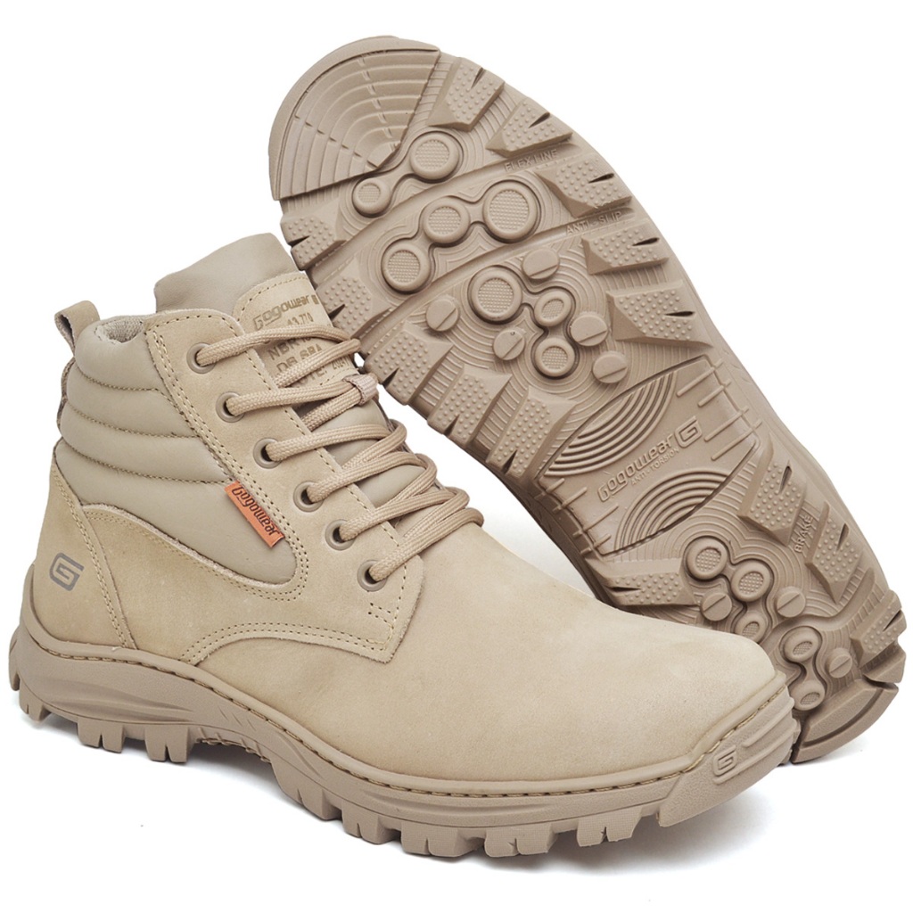 Bota Coturno Segurança EPI CA Gogowear 100% Couro Picker cor Areia