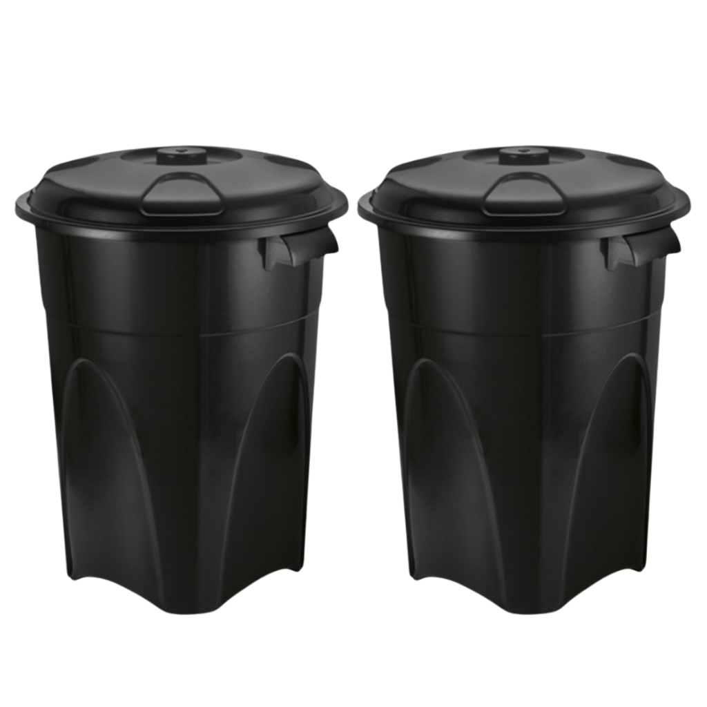 Kit 2 Cestos de Lixo Grande 100L - Tampa Anti Vazamento