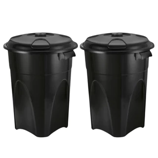 Kit 2 Cestos de Lixo Grande 100L - Tampa Anti Vazamento