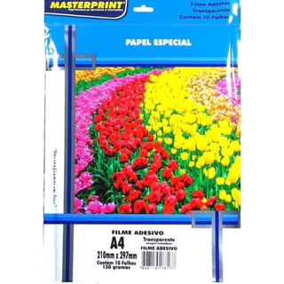 Papel Filme 150g A4 Vinil Adesivo A Prova d'água Transparente com 10 folhas Masterprint
