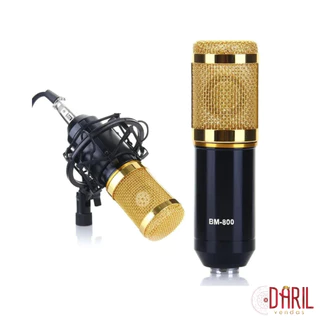 Microfone Condensador Profissional Estúdio Dourado