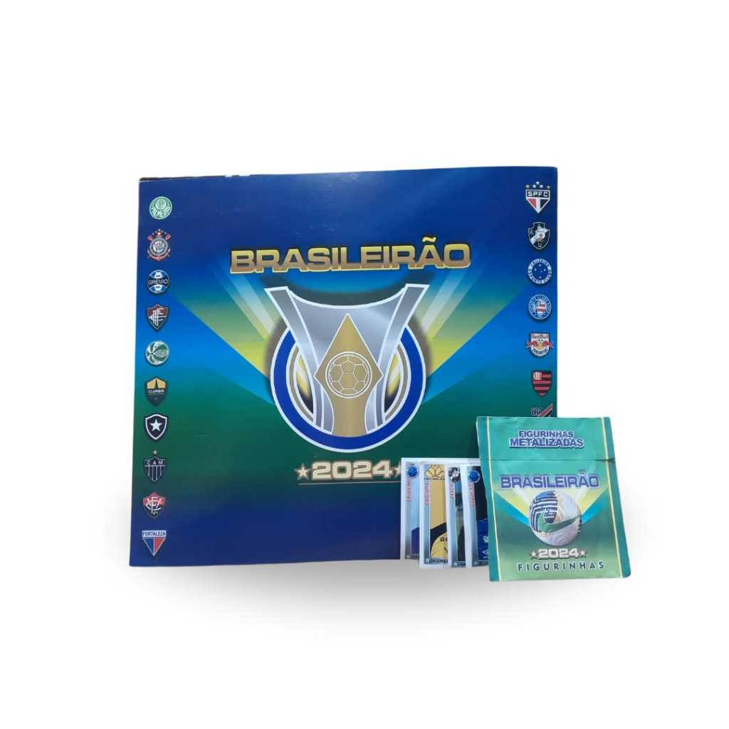 100 pacotes de figurinhas do brasileirão + 2 albuns