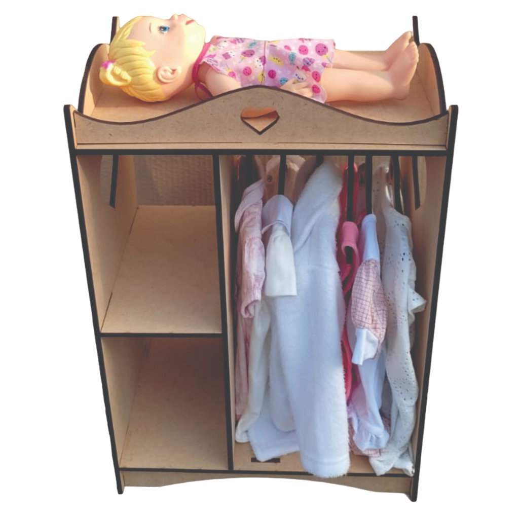 Guarda Roupas para Bonecas com Trocador e Cabides MDF cru | Shopee Brasil