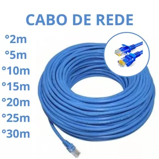Cabos de Rede de internet RJ45 Disponíveis em 2m, 5m, 10m, 15m, 20m, 25m e 30m