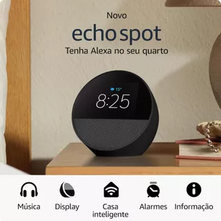 NOVA ECHO SPOT COM ALEXA (2024) - DESPERTADOR INTELIGENTE COM SOM VIBRANTE