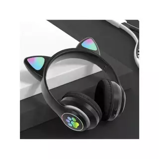 Fone De Ouvido Bluetooth Led Orelha Gato Luz Headphone