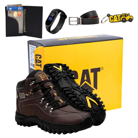 Bota Caterpillar Masculino Otimizado + Cinto + Carteira + Relógio
