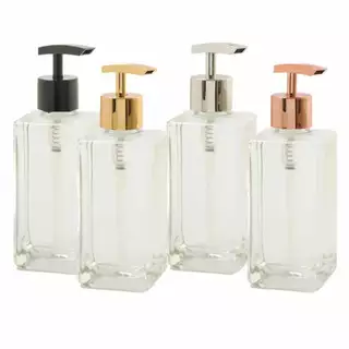 02 Porta Saboneteira Vidro Retangular 250ml Com Válvula Super Luxo Prime Para seu Lavabo Luxo