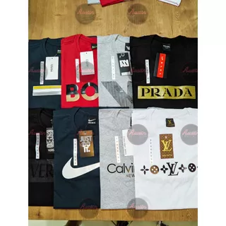 Kit 5 ou 3 Camisa Masculina Coleção Luxo Emborrachada Moda Camiseta Grife Penteada 100% Algodão 30.1