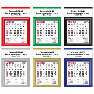 100 Calendários De Parede 18x27 Faça Você Mesmo Folhinha Comercial Várias Cores 2025 Com Bloco 12 Meses