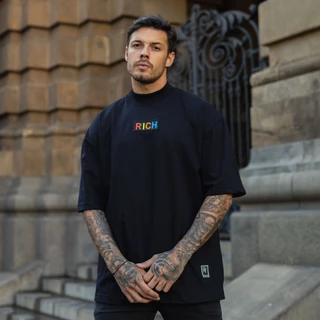 Camiseta Oversized Gola Alta Borracha Colorida Streetwear Masculina Unissex