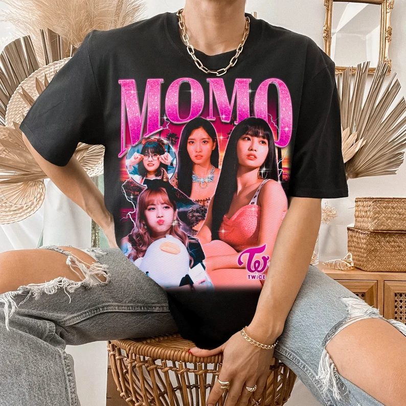 twice ユニフォームシャツ MOMO Camiseta T-shirt Unissex Kpop Twice Momo Retro | Shopee Brasil