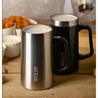 Caneca Térmica para Cerveja chopp de Aço Inox Preta 500ml - Wolff