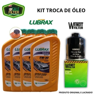 KIT TROCA DE ÓLEO 4L LUBRIFICANTE SINTÉTICO 5W-30 SN PLUS & FILTRO DE ÓLEO CONFORME SEU VEÍCULO MARCAS LUBRAX E WENDT