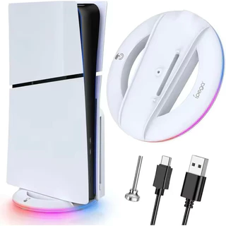 Suporte vertical para console PS5 Slim modelo novo, disco e digital com 14 modos de luz, base RGB