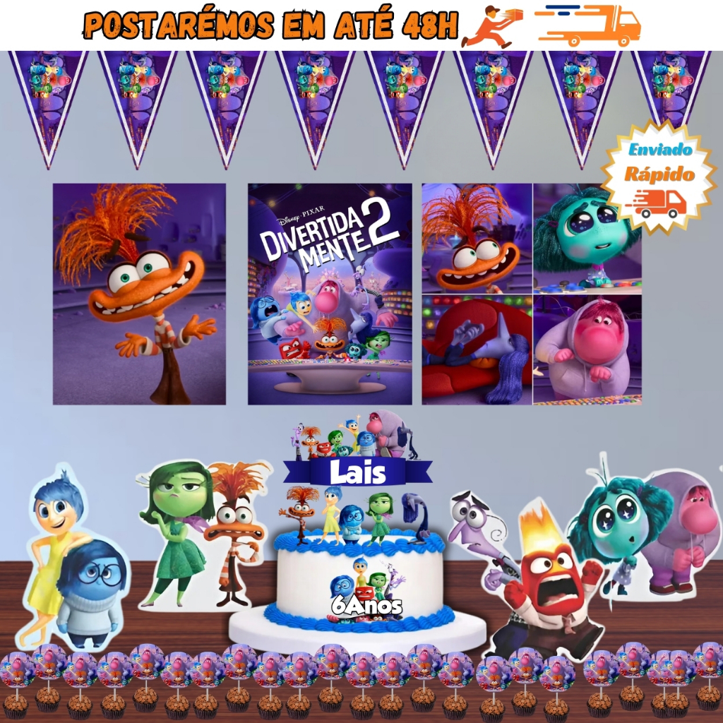 Kit Festa Pronta Divertidamente 2 personalizado com nome, Aniversário Menino Menina Divertidamente