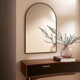 Espelho Grande Corpo Inteiro Oval Base Reta com Moldura 1 Metro Penteadeira Luxo Decoração Quarto