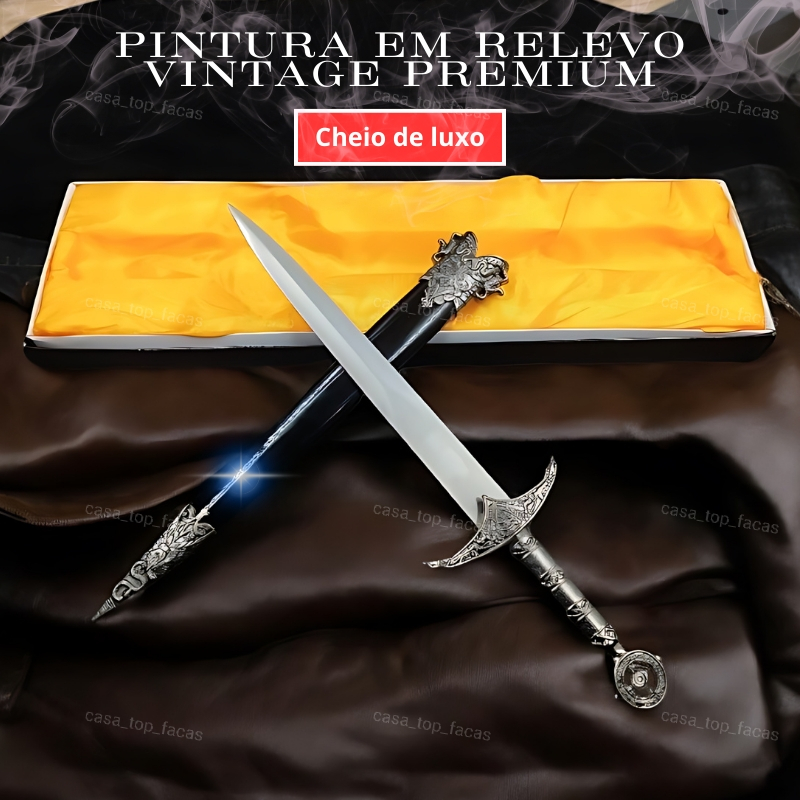 Adaga Medieval Com Lâmina Sem Corte Enfeite Decorativo 35cm 0044
