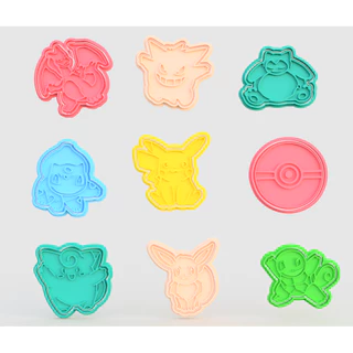 Cortador de Biscoito Pokémon com 9 Peças Kit