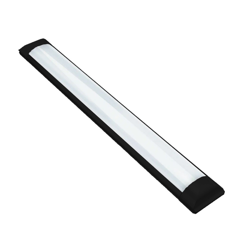 Luminaria Tubular Led Slim 54w Preto 120cm 6500k Branco Frio Bivolt 110v/220v