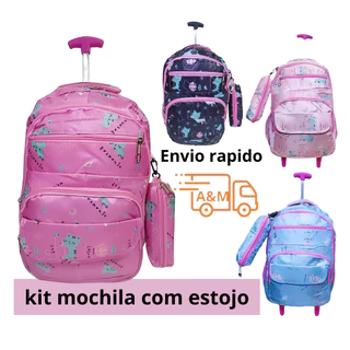 Mochila Rodinha Reforçada Com Estojo