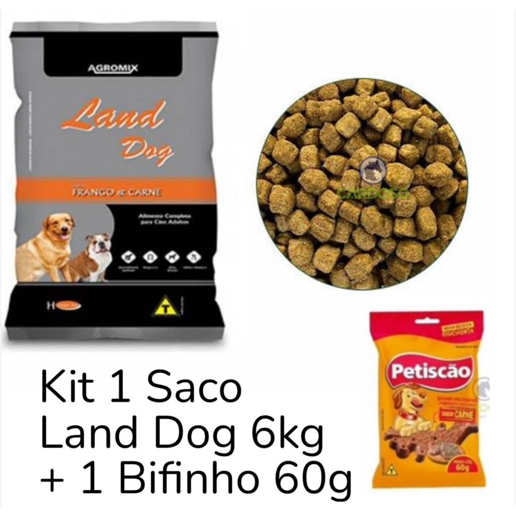 Ração para Cães Land Dog 6kg Mix Sabores Carne e Frango + 1