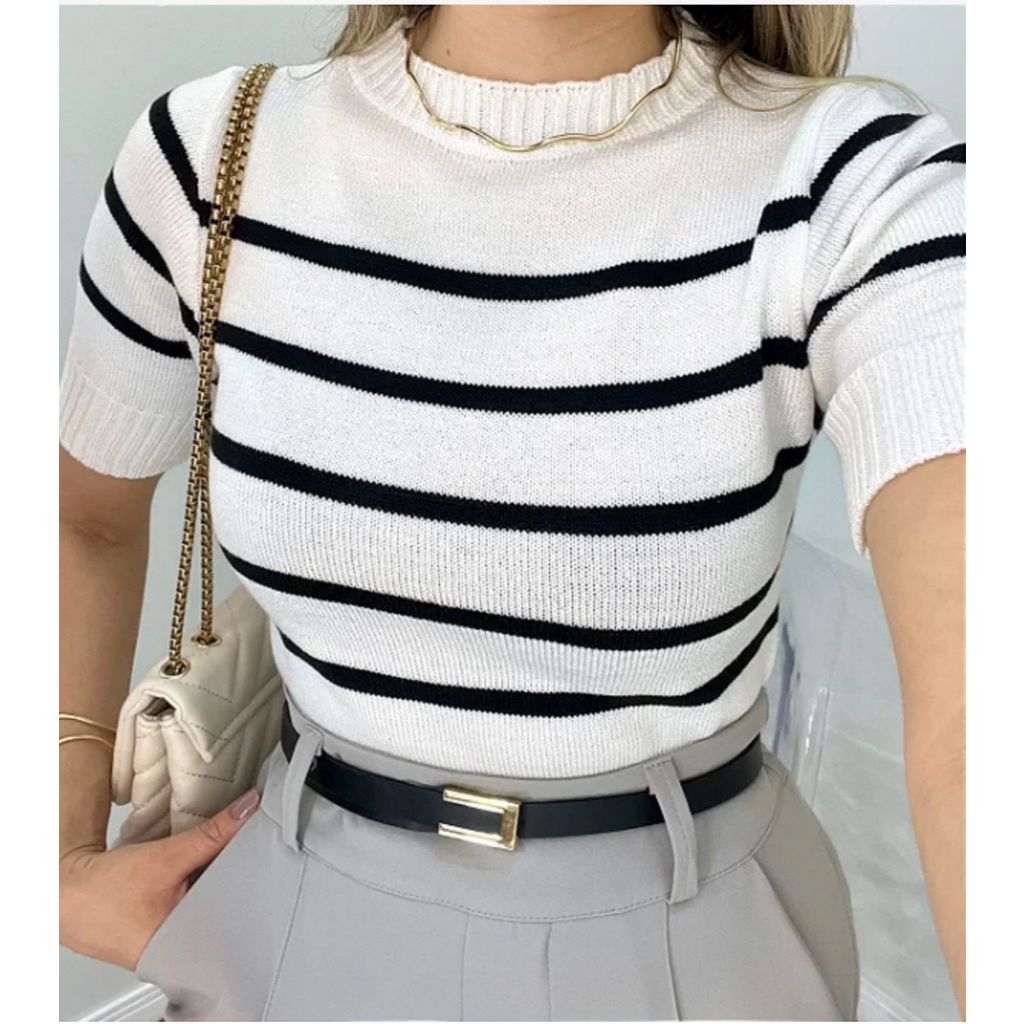Blusa Listrada Modal manga curta