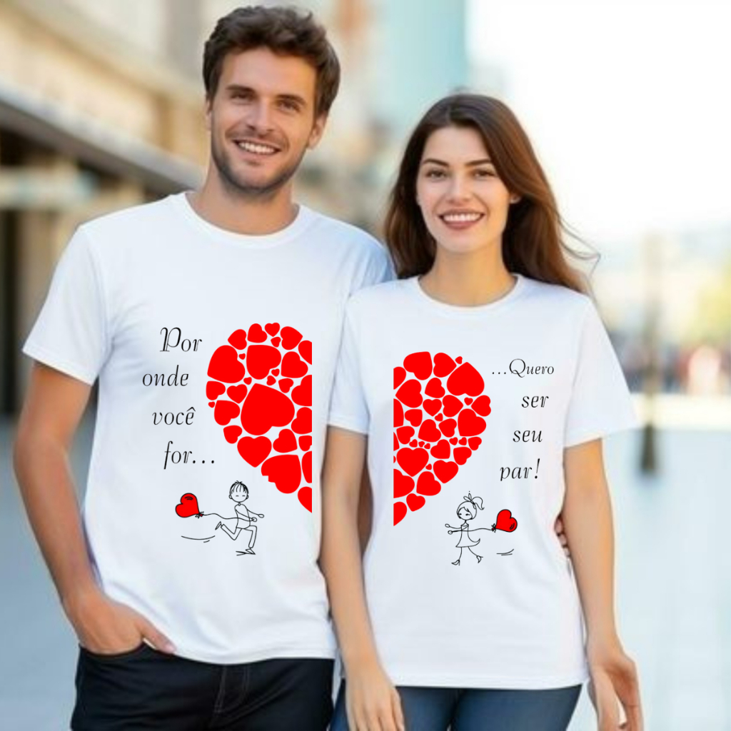 KIT Camiseta casal,coração vermelho namorados, marido e esposa,moda ...