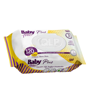 Kit 600 Lenços/Toalhas Umedecidas Baby Free Plus - 5 pacote C/120
