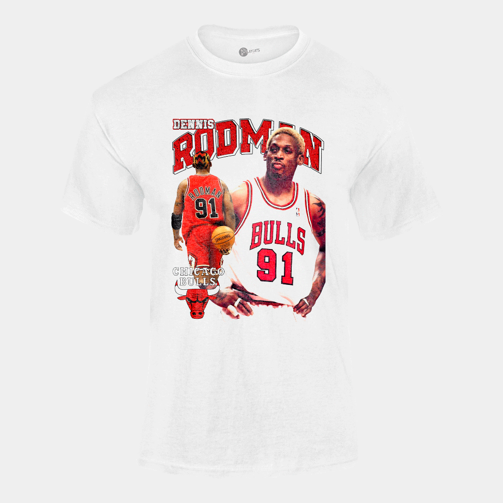 Camiseta Algodão Unissex - Dennis Rodman Chicago Bulls Camiseta Algodão Unissex - Dennis Rodman Chicago Bulls