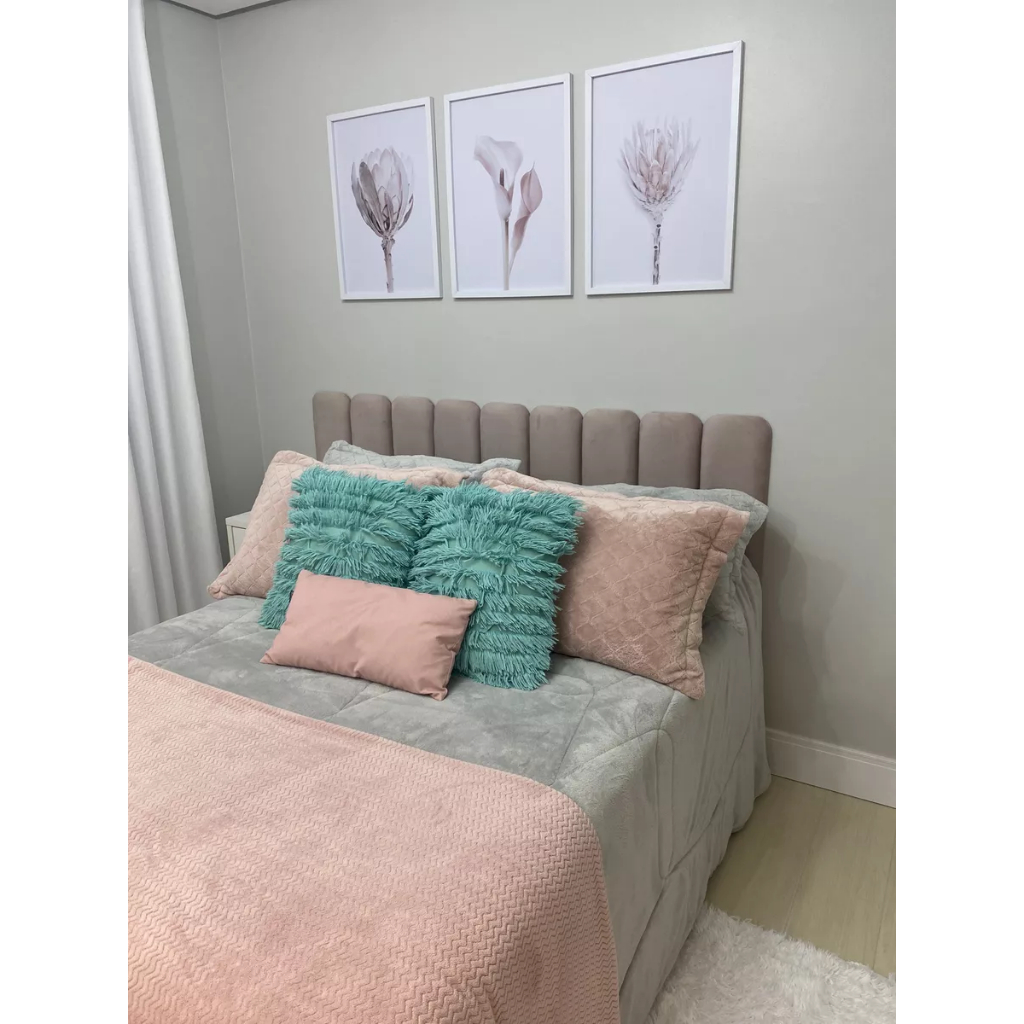 Cabeceira King Modular (Kit 10 Módulos 60x20) Estofado para Cama Box ...