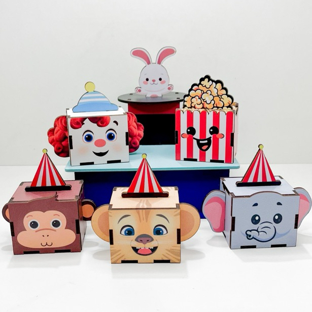 5/10/15/20PCS Mini Cubos Circo em MDF - Lembrancinha Porta Bombom ...
