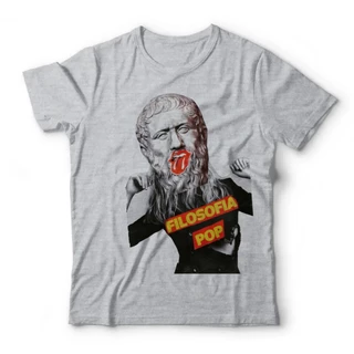 Camiseta Adulto Unissex - Filosofia Pop (Cores Disponíveis: Cinza, Azul, Rosa, Verde, Amarelo, Branco)