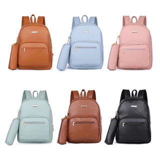 Bolsa De Mochila Feminina Com Estojo De Costas Em Couro Sintético em Oferta na Shopee