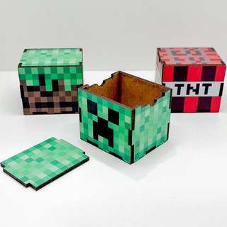 5/10/15/20PCS Mini Cubos Minecraft em MDF - Lembrancinha Porta Bombom ...