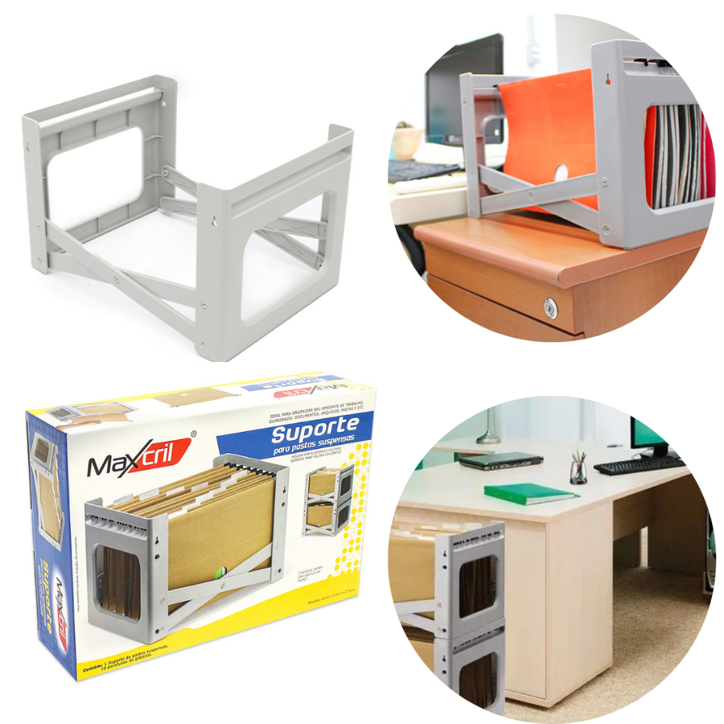 Organizador De Mesa Com Pastas Suspensas - Rosa Gold | 24 Pastas Inclusas
