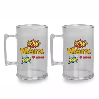 Canecas Acrílicas 300ml personalizadas - PERSONALIZAÇÃO DE 1 LADO