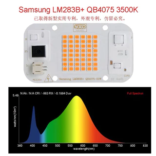 YXO Hidropônico AC 220V 20w 30w 50w Dob Cob LED Cultivo Luz Chip Espectro Completo 380nm-780nm Para Plantas Internos Flores De