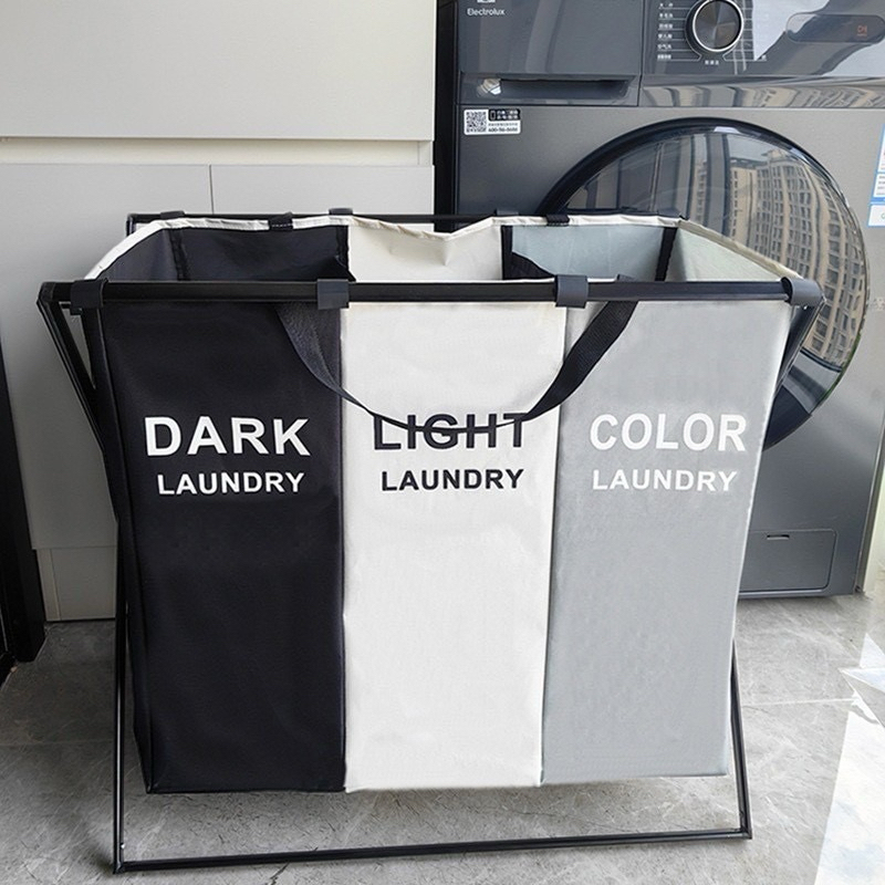 Cesto De Roupa Suja Organizador 3 Divisórias Dobrável