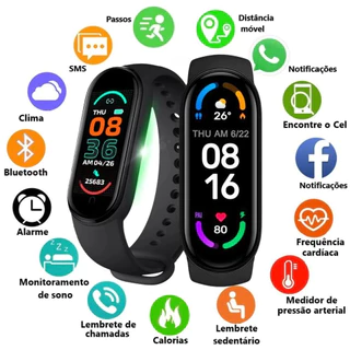 Relogio Smartwatch m7 preto com garantia masculino smart watch Primeira Linha Premium